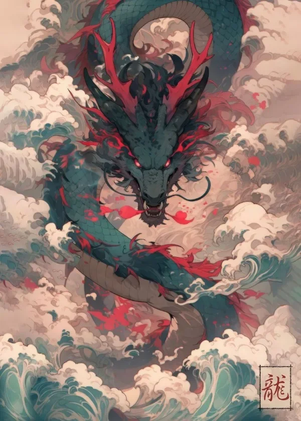 Legendary Dragon Wall Art: A Mythical Chinese Dragon Print for Fans of Folklore & Fantasy