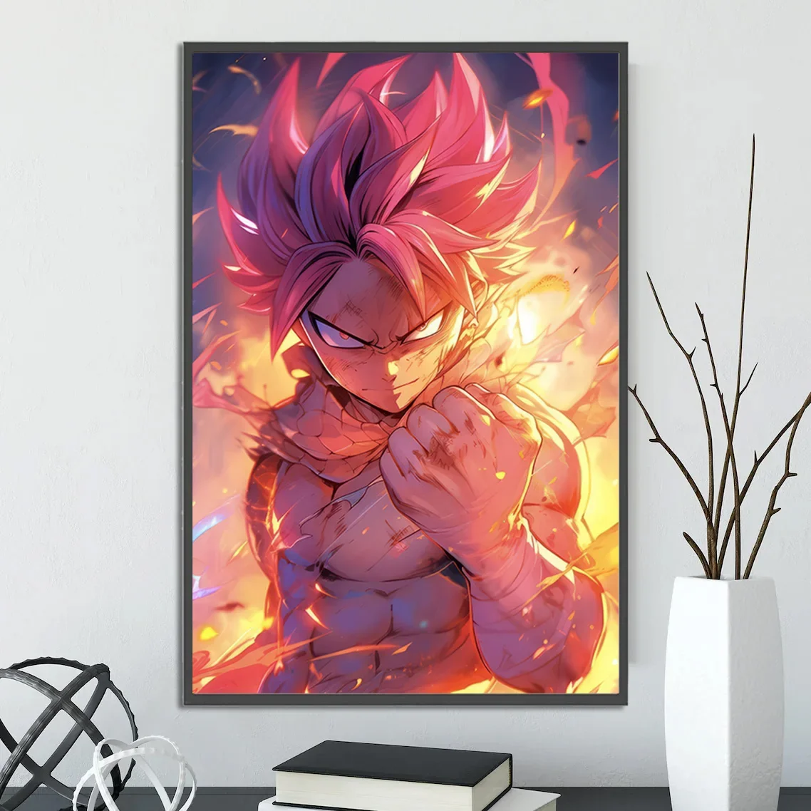 Natsu Dragneel Fairy Tail Anime Wall Art | Hiro Mashima Manga Print | Featuring Characters Lucy Heartfilia, Erza Scarlet & Gray Fullbuster
