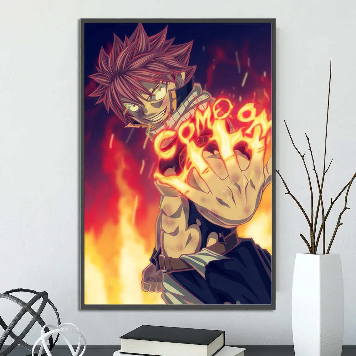 Natsu Dragneel Fairy Tail Wall Art | Epic Anime & Manga Print Feat. Guild Characters Lucy, Erza & Gray | Premium Poster Decor
