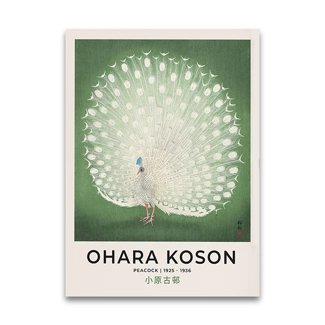 Ohara Koson Peacock Print | Vintage Japanese Peafowl Wall Art | Ukiyo-e Bird Poster