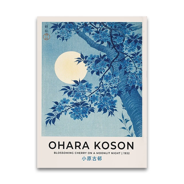 Ohara Koson Wall Art: Blossoming Cherry (1932) | Japanese Woodblock Print, Shin-Hanga Kacho-e Masterpiece