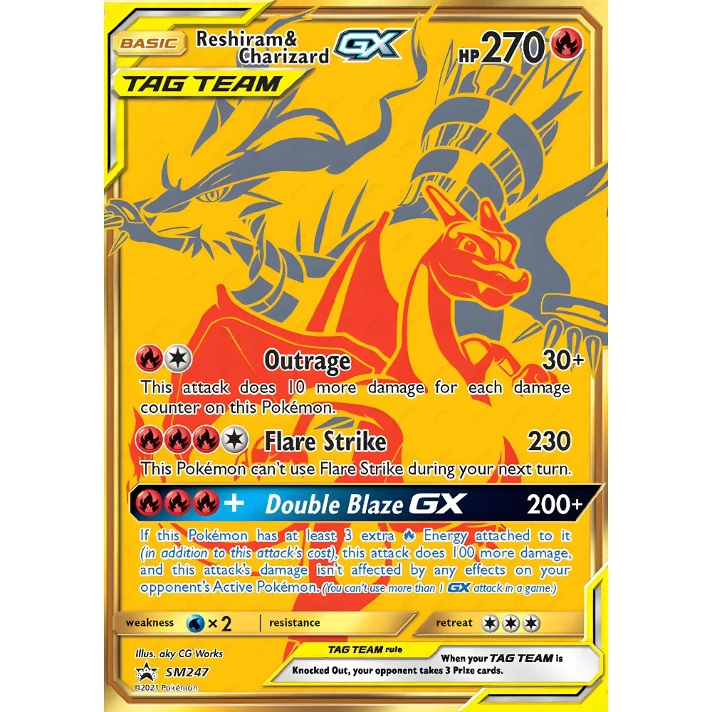 Reshiram & Charizard GX Tag Team Poster | Pokemon TCG Unbroken Bonds Wall Art | Full Art Print