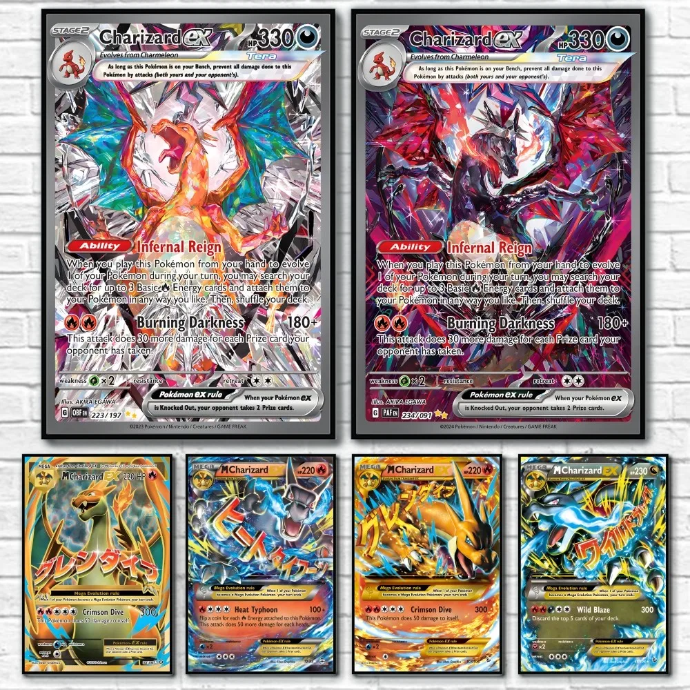 Shiny Charizard Pokémon Card Wall Art | Epic Fire-Type Evolution Print | Premium Charizard Merchandise & Decor - View 2