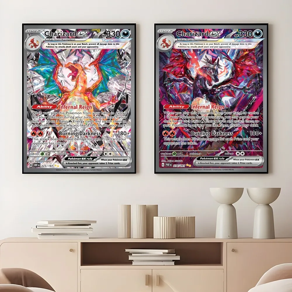Shiny Charizard Pokémon Card Wall Art | Epic Fire-Type Evolution Print | Premium Charizard Merchandise & Decor - View 3