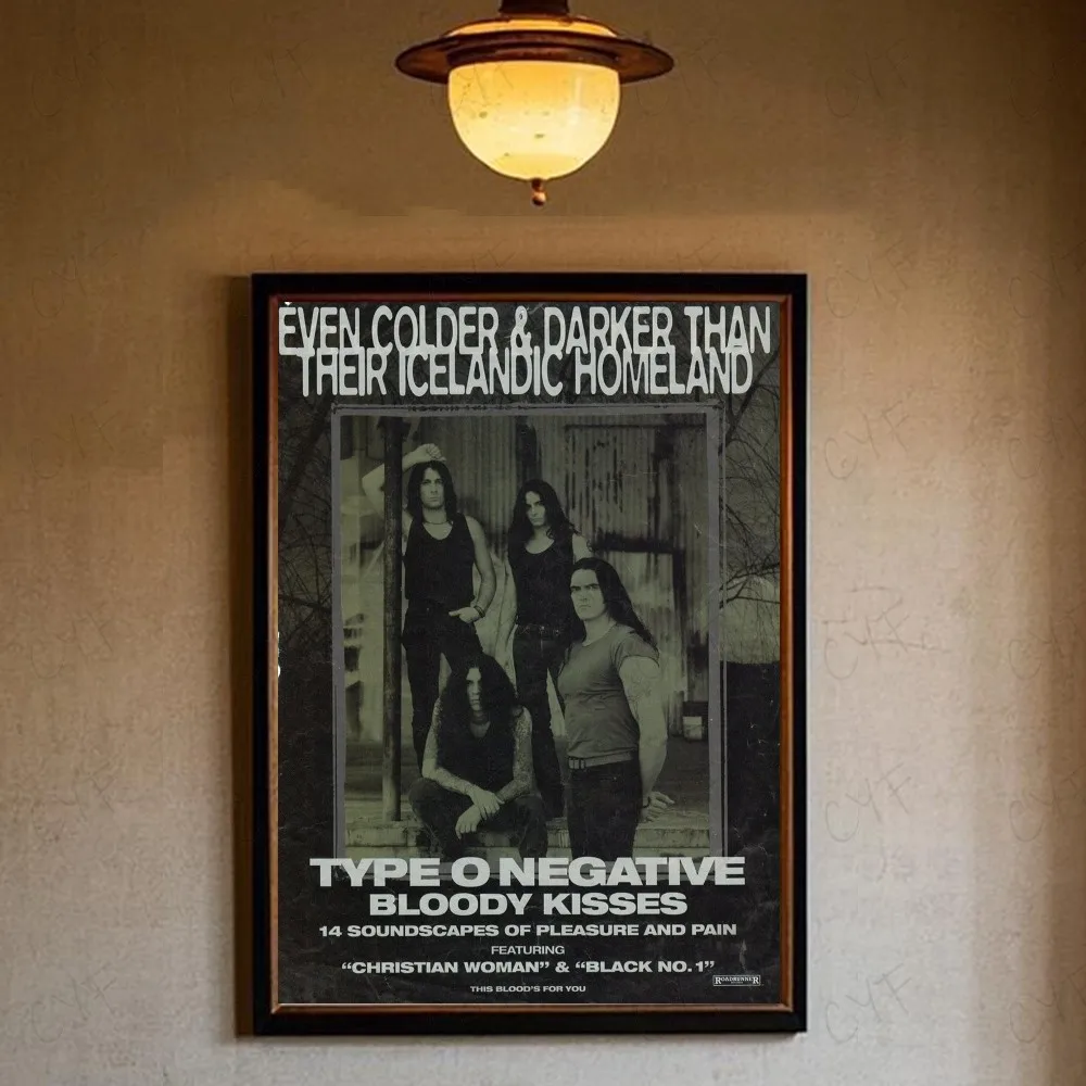 Type O Negative Bloody Kisses Album Art Poster | Gothic Metal Band Wall Art Print | Peter Steele Vintage Music Memorabilia for Home, Bar, and Living Room Decoration