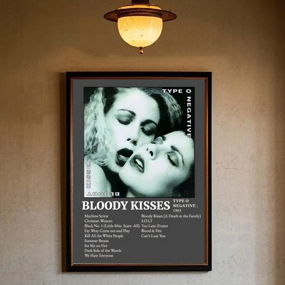 Type O Negative 'Bloody Kisses' Album Art Poster | Gothic Metal Wall Art Print | Peter Steele 90s Goth Rock Band Decor | Music Memorabilia