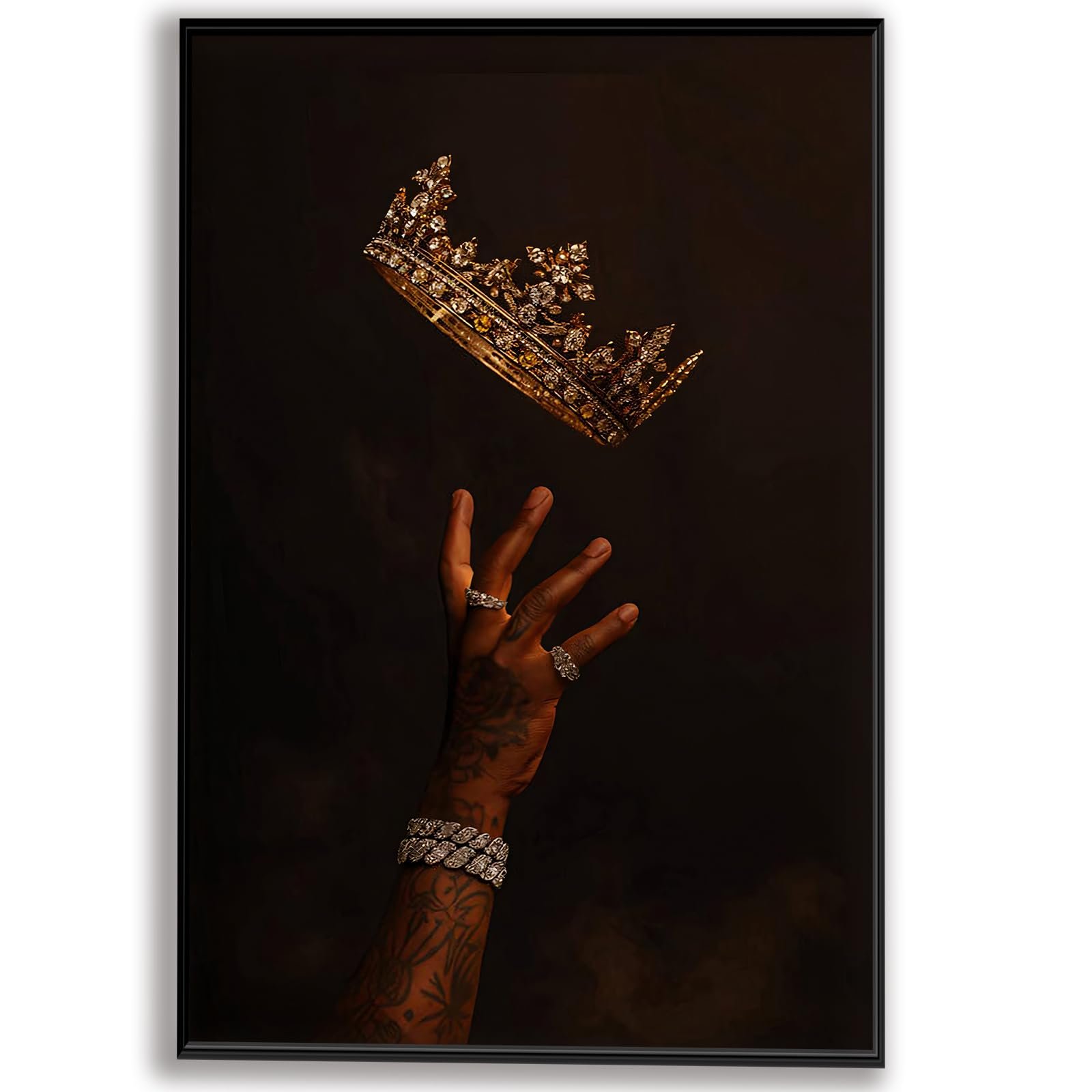 SKTBJWNYK Black King Crown Art: Regal Hip-Hop Home Decor