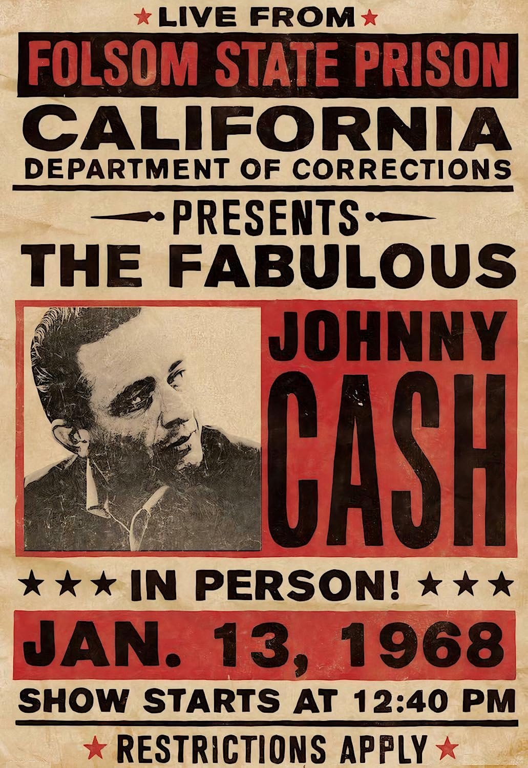 Johnny Cash Folsom Prison Poster: Iconic Art for Your Space