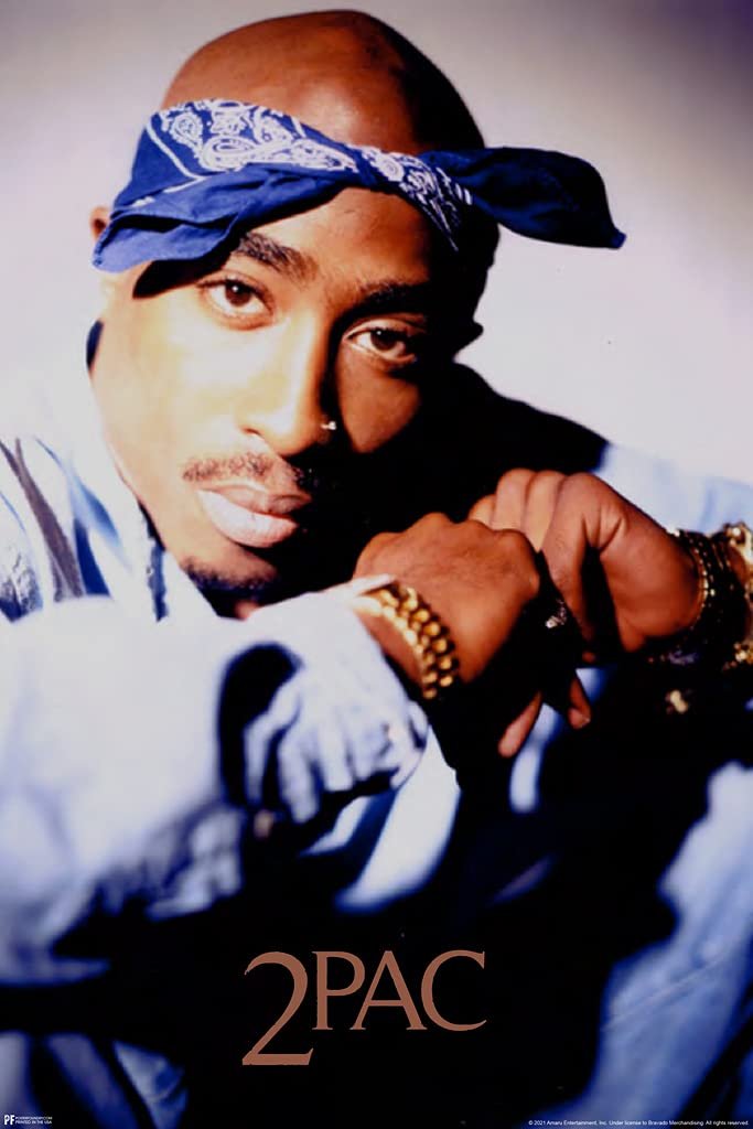 Tupac Blue Bandana Poster: 90s Hip Hop Room Aesthetic