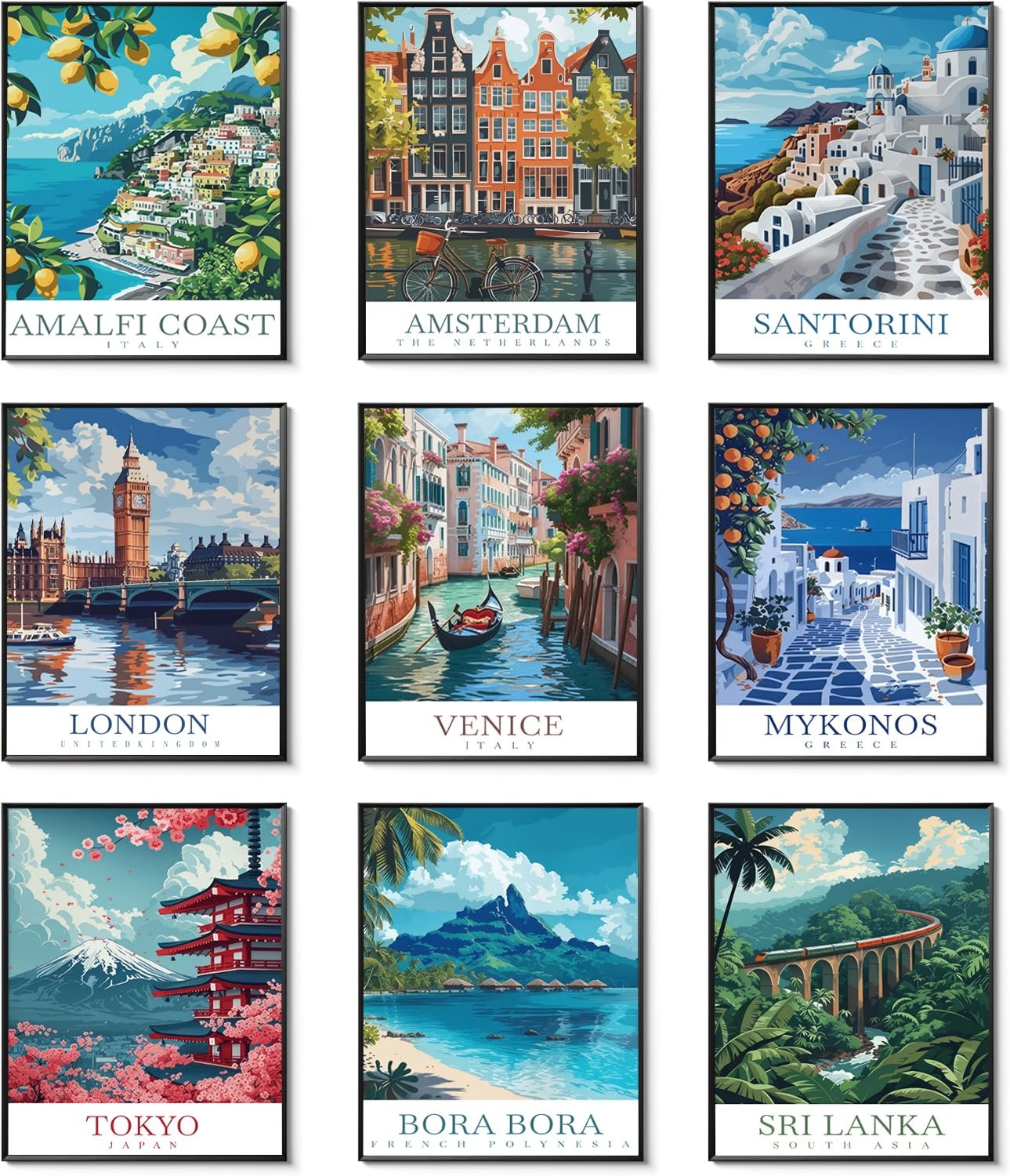 Vintage Europe Travel Poster Set: 9-Piece Chic Decor Review