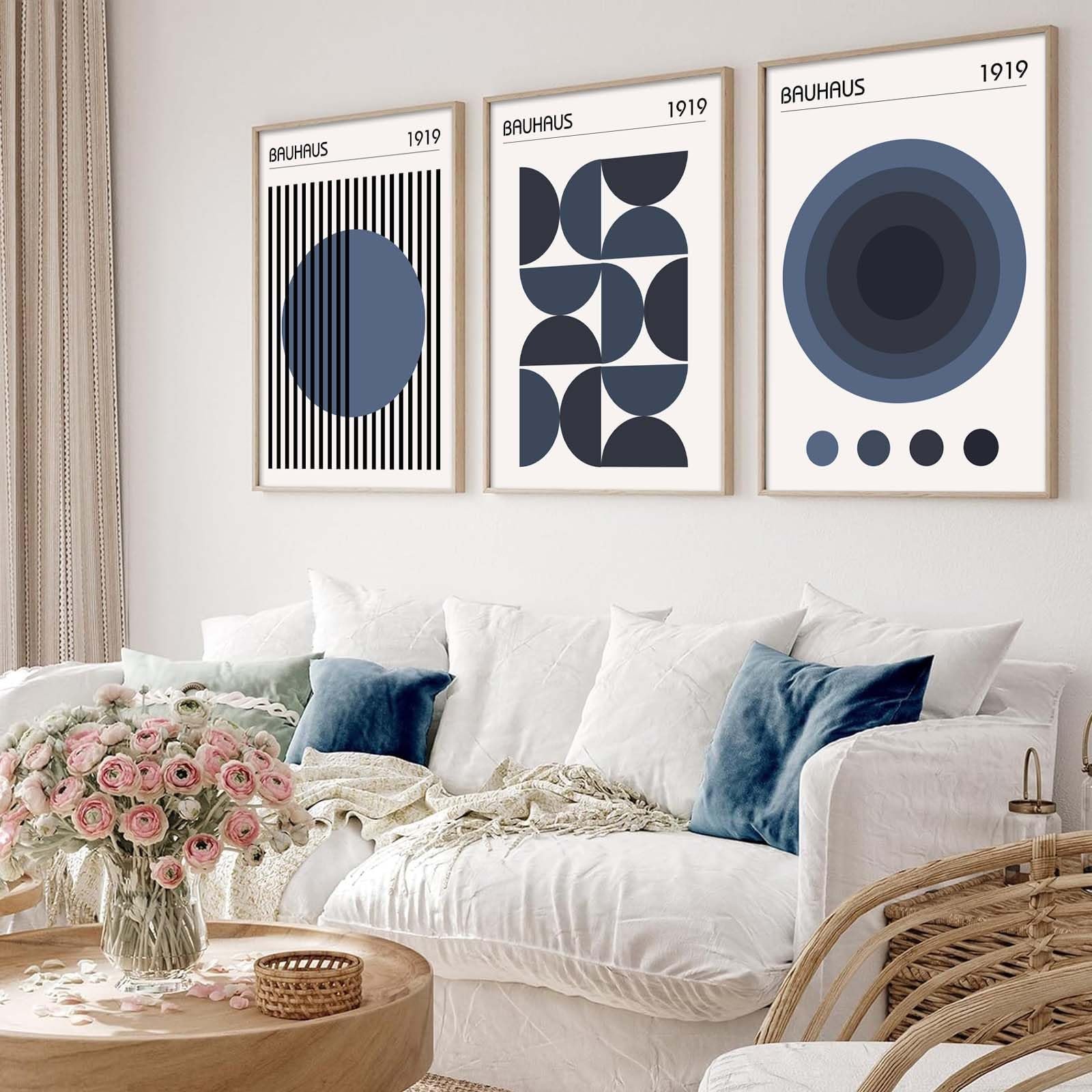 Bauhaus Minimalist Wall Art Review: Blue Geometric Decor