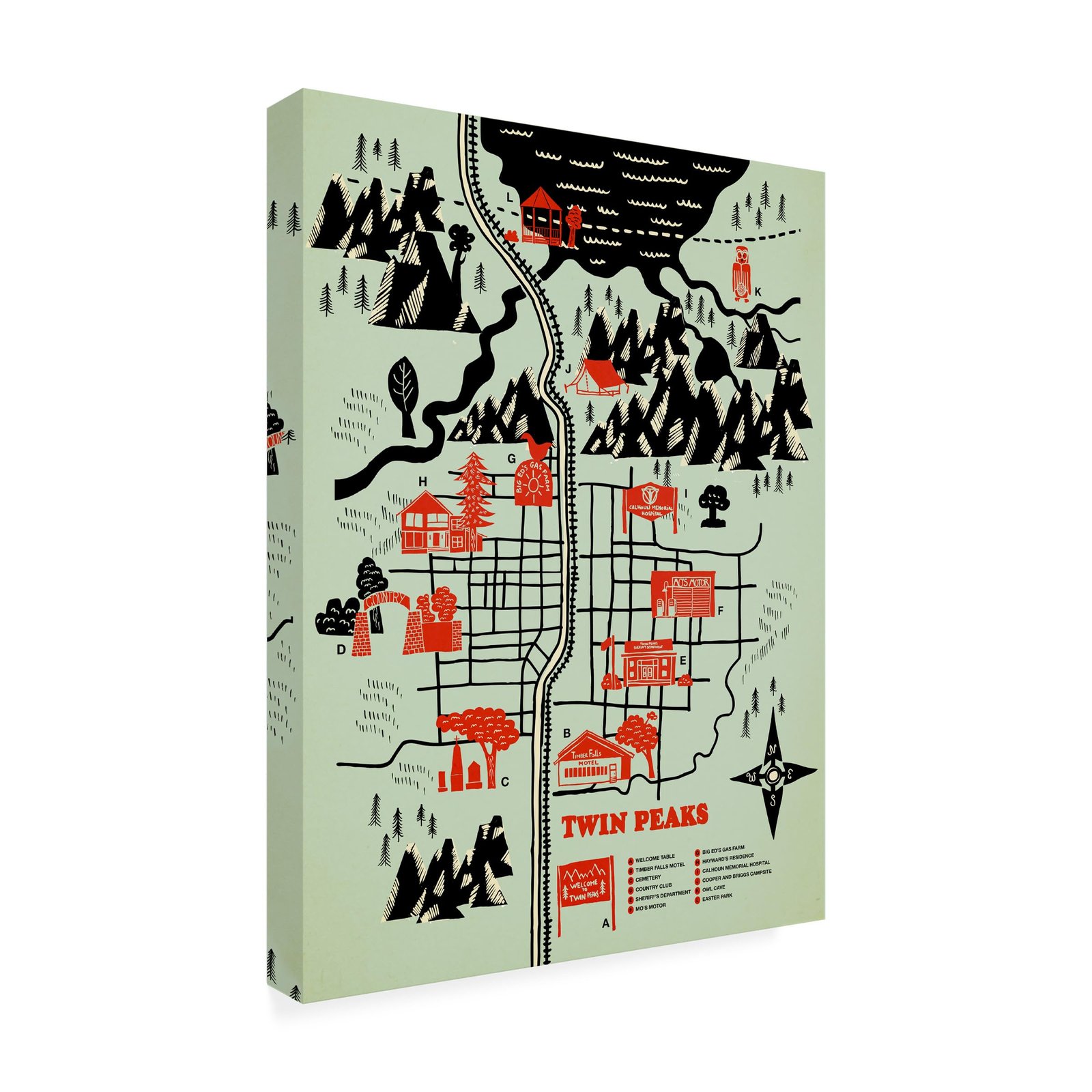 Twin Peaks Canvas Art Review: Robert Farkas Map Decor