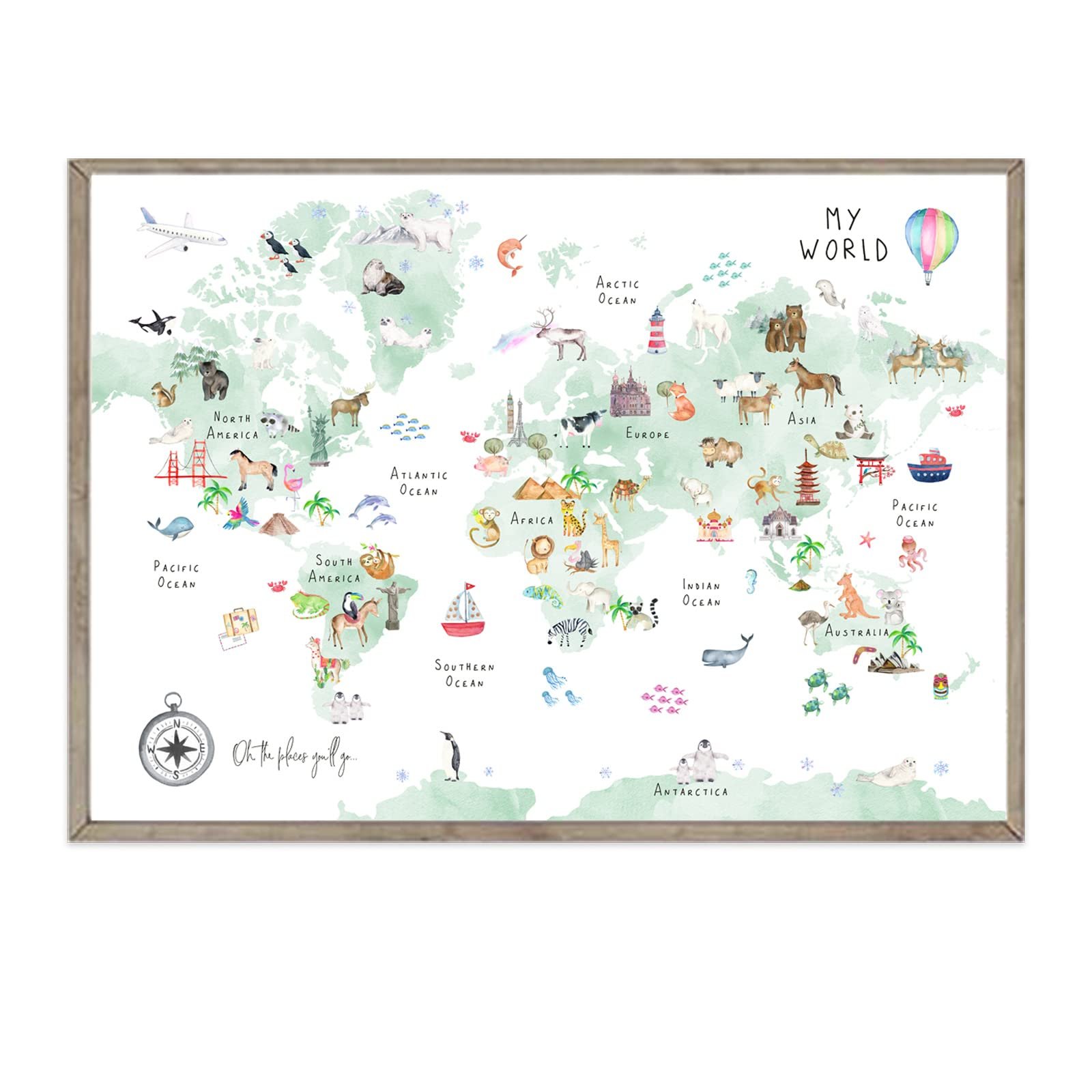 Whimsical Green World Map Canvas Nursery Decor Review