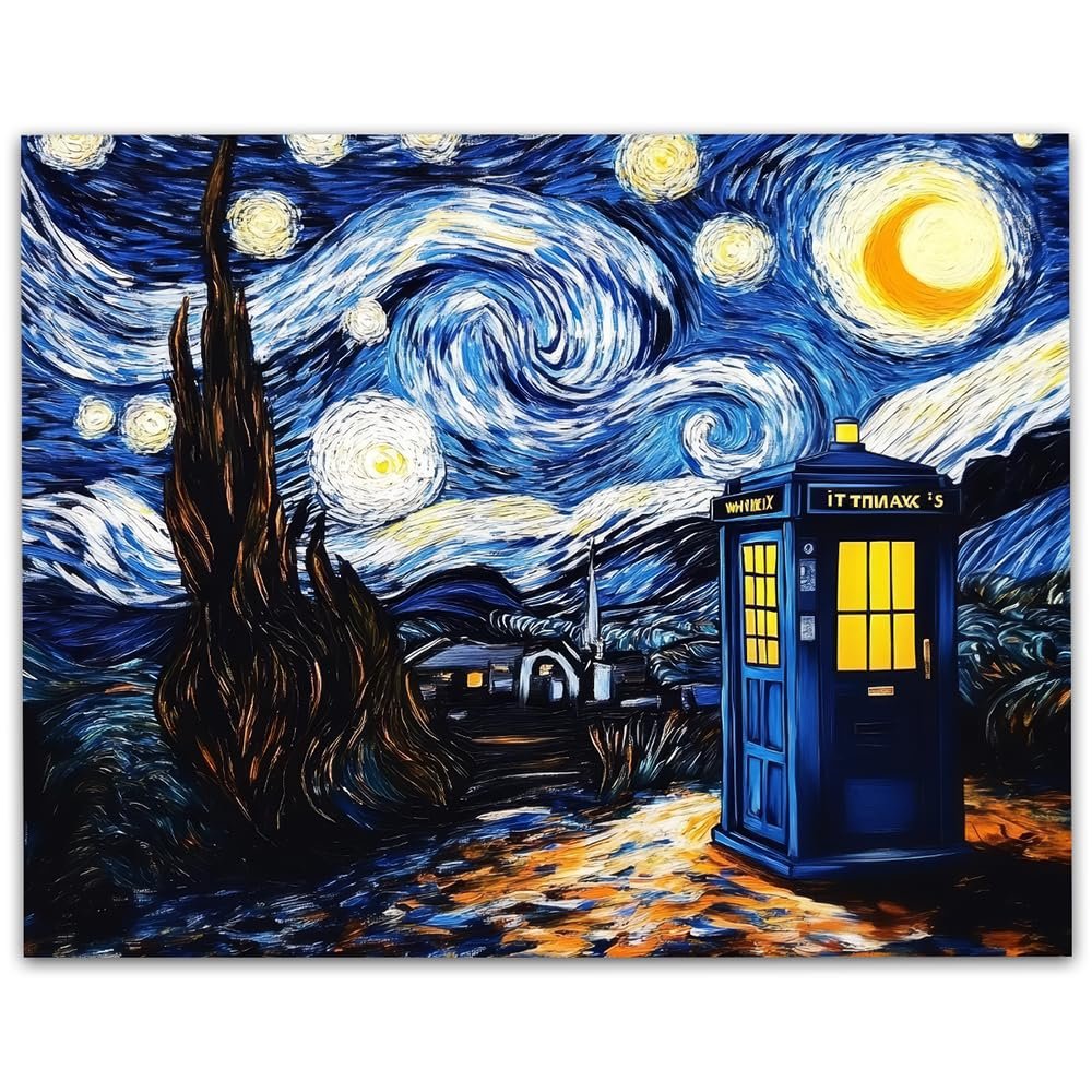 Starry Tardis Poster: Van Gogh Sci-Fi Fusion Art Review