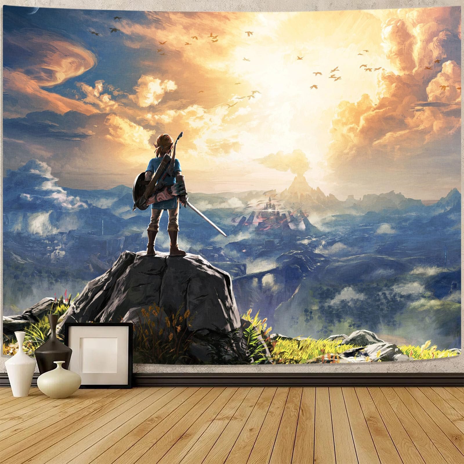 Elevate Your Space with the kampdream Anime Landscape Tapestry