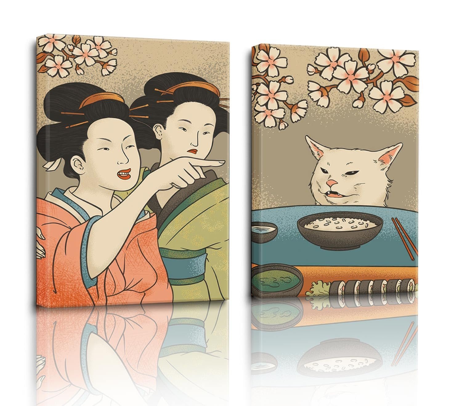 Japanese Woman Yelling At Cat Wall Art Review