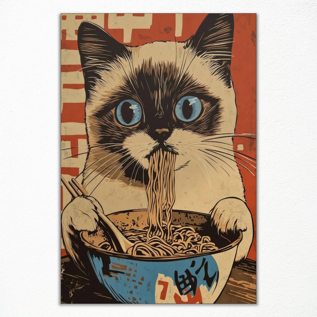 Vintage Japanese Cat Ramen Art Review: Kawaii Kitchen Decor