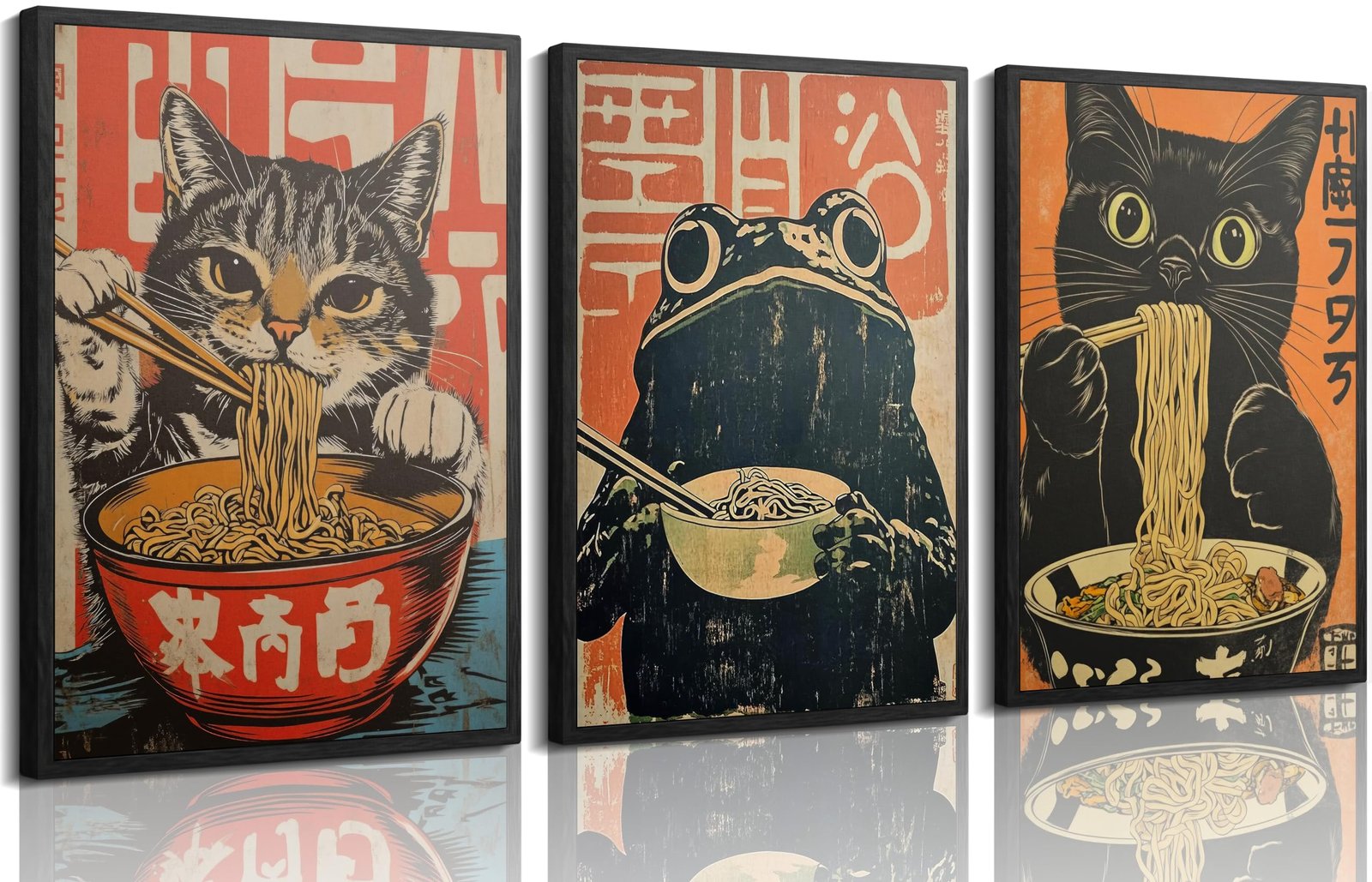 Japanese Black Cat Ramen Wall Art Review