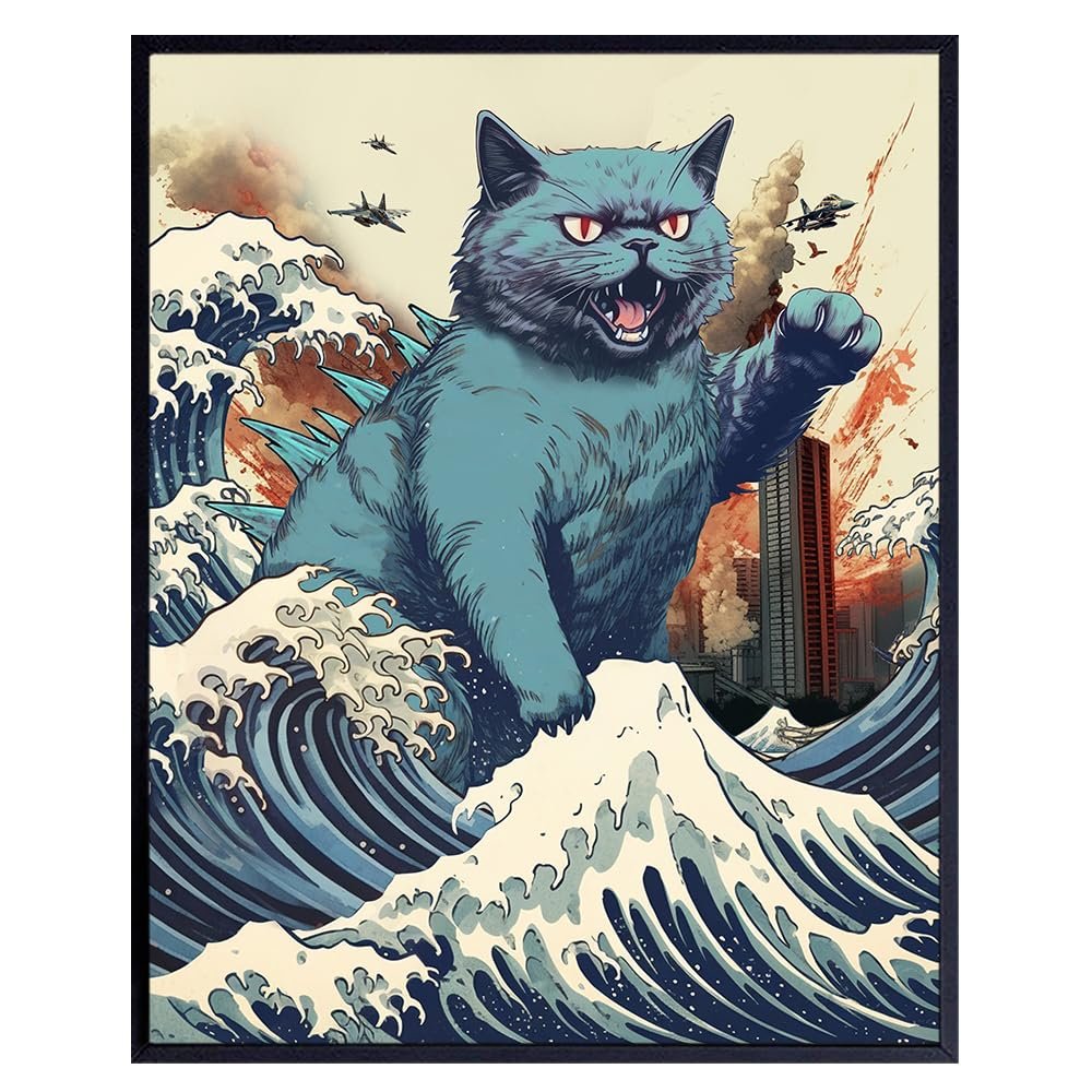 Funny Cat Great Wave Wall Decor Review