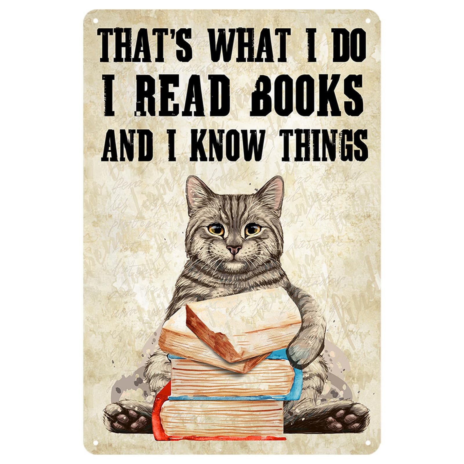 Funny Cat Reading Book Metal Sign Review: Literary Decor
